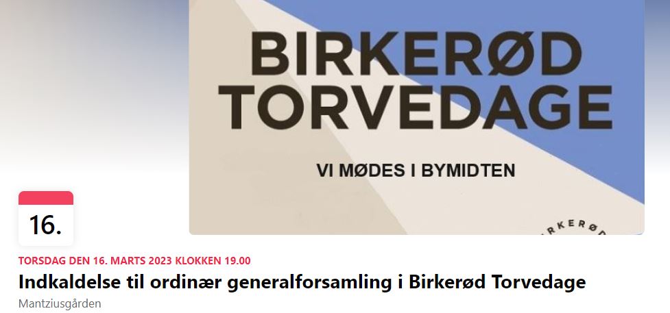 Birkerød Torvedage ordinær generalforsamling 2023
